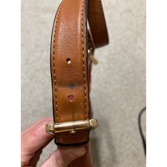 MICHAEL KORS, LARGE RED CANVAS, BROWN LEATHER SHOULDER BAG - Picture 16 of 16